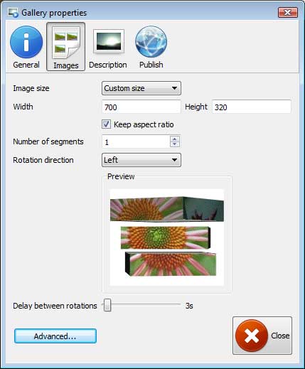 Properties window : Make Image Gallery Clickable With Flash
