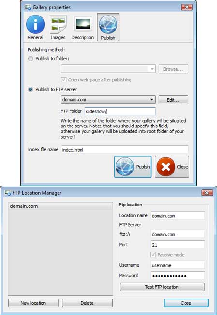 Publish to FTP : Free Flash Image Scroller Slider