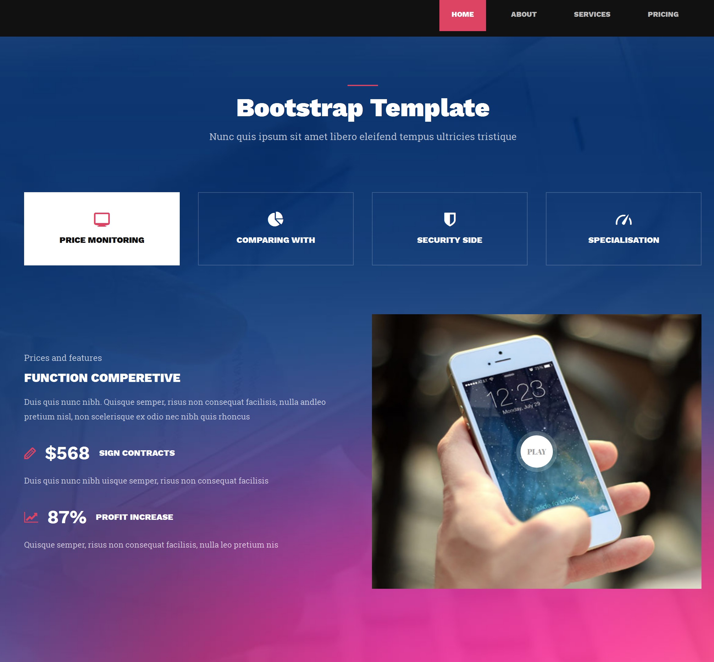 Mobile Bootstrap App Theme