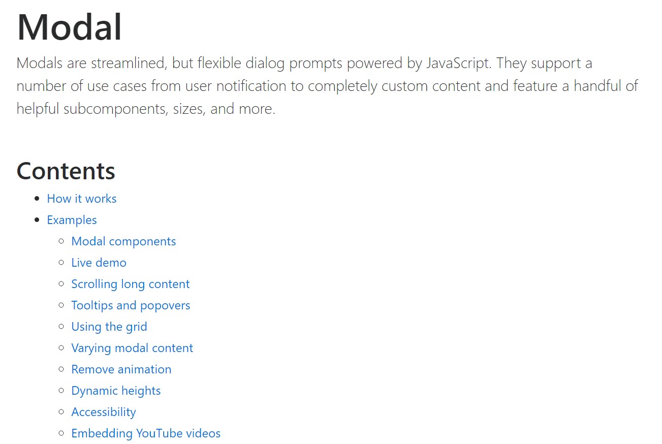 Bootstrap Modal Popup:  approved documentation